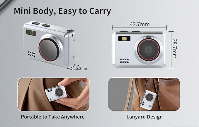 Retro Mini Digital Camera 1080P HD Video Recorder，Portable Keychain Video Camera with 32GB Card,and 0.96”IPS Screen,Ultra-Portable Tiny Camera for Travel Photography/Vlog/Night Shots (Gunmetal)