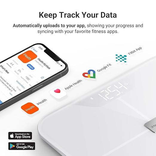 iHealth Nexus Smart Scale for Body Weight Bluetooth, Digital Bathroom Scale Body Fat and Muscle, Body Composition Monitor Health Analyzer for BMI Compatible for iOS & Android Accurate to 0.1lb-White