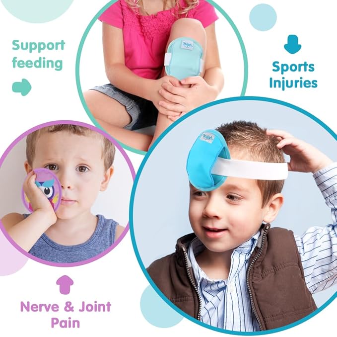Hilph Kids Ice Pack for Boo Boos, 3 Durable & Washable Toddler Hot Cold Packs for Kids Injuries Reusable, Cute Gel Ice Pack for Children Pain Relief, Swelling, Bruise, Fever