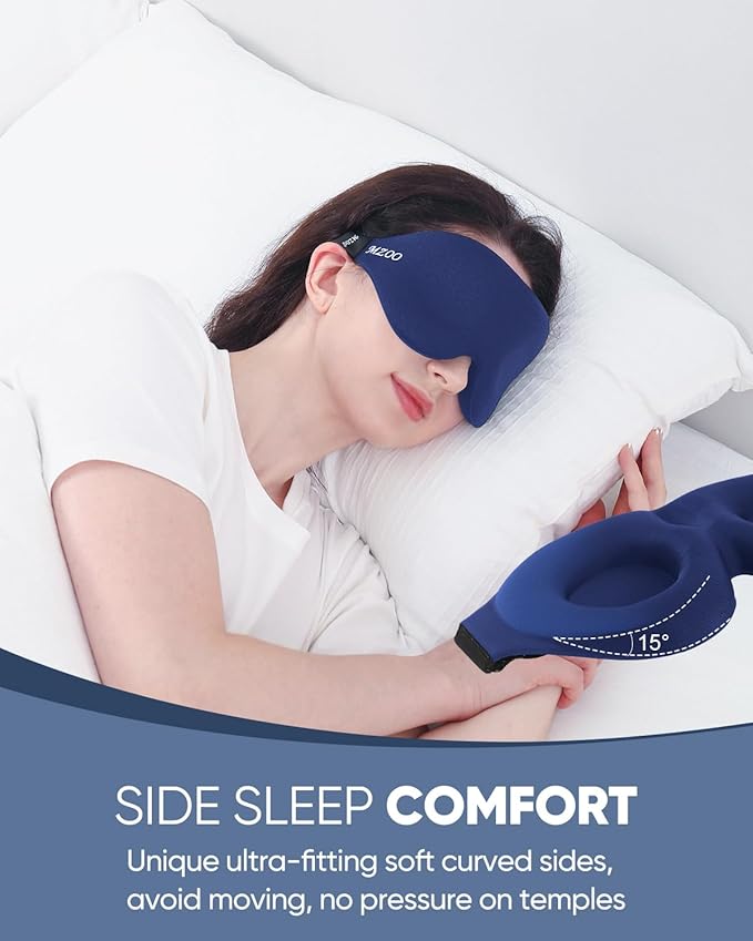 Sleep Eye Mask for Men Women 2 Pack 3D Contoured Cup Sleeping Mask & Blindfold, Concave Molded Night Sleep Mask, Block Out Light, Soft Comfort Eye Shade Cover for Travel Yoga Nap, Black & Blue
