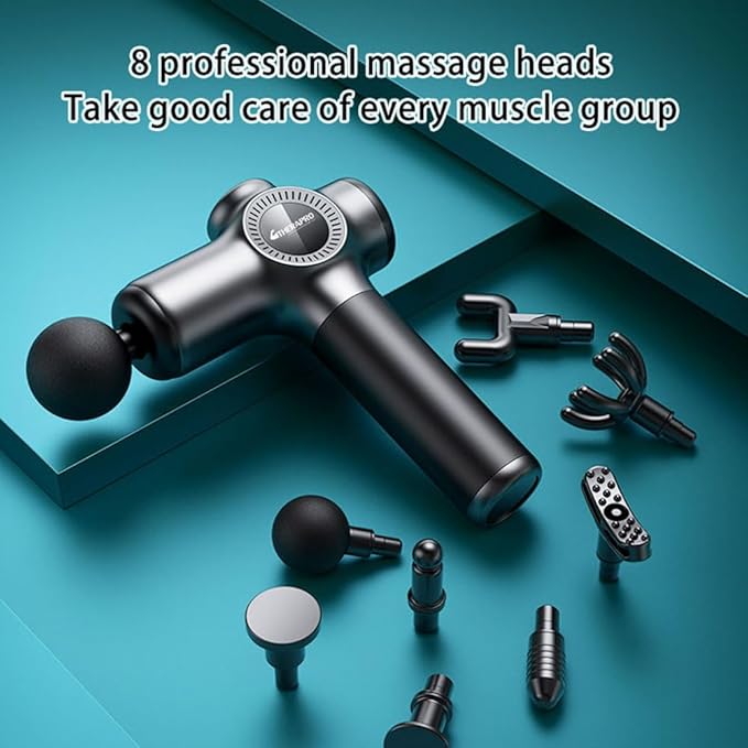 THERAPRO Professional Massage Gun, Deep Tissue Back Massager for Athletes, Neck Massager for Pain Relief Deep Tissue, Back Massage, Massage Tools, Massager with 10 Heads, Black