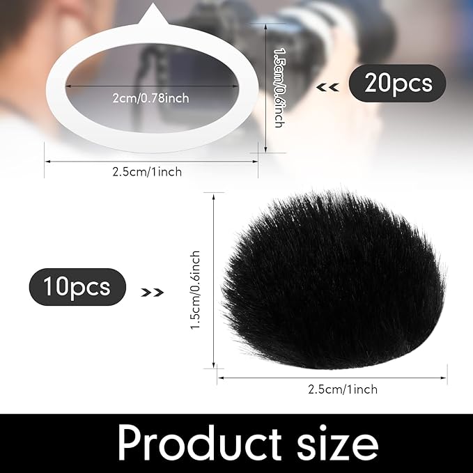Nezyo 10 Pieces Camera Mic Windscreen Furry Camera Wind Muff Wind Cover Built in Microphone Outdoor Filter for DSLRs Mic Outdoor Windshield