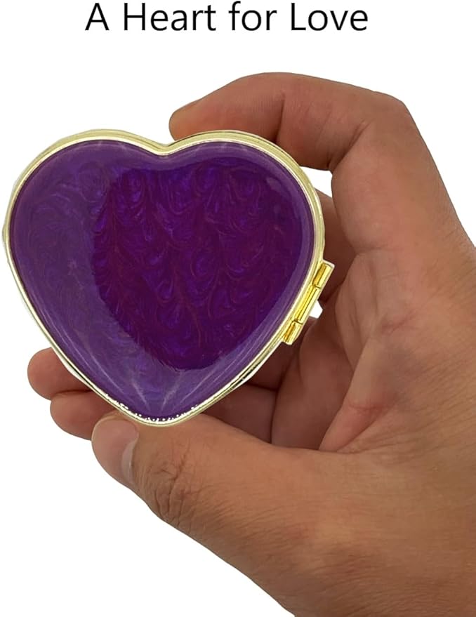 AmyZone Metal Pill Organizer Travel Friendly Portable Compact Pill Box Pill Case to Contain Vitamins/Tylenol/Fish Oil/Supplements/Meds/Tablet for Purse/Pocket(Love Heart)