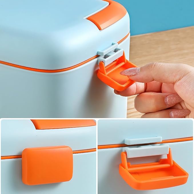 Eforcase Storage Organizer - Medicine Box Plastic First Aid Box Empty - Family Emergency Kit Medication Storage Organizer with Handle Medicine Cabinet Storage Pill Case Large Capacity Organizer Box