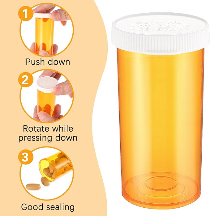 9 PCS Empty Plastic Pill Bottles with Easy Open Snaps Caps Clear Containers Pill Cases Organizers Medication Vials Travel Pill Box Plastic Medicine Containers (13 Dram