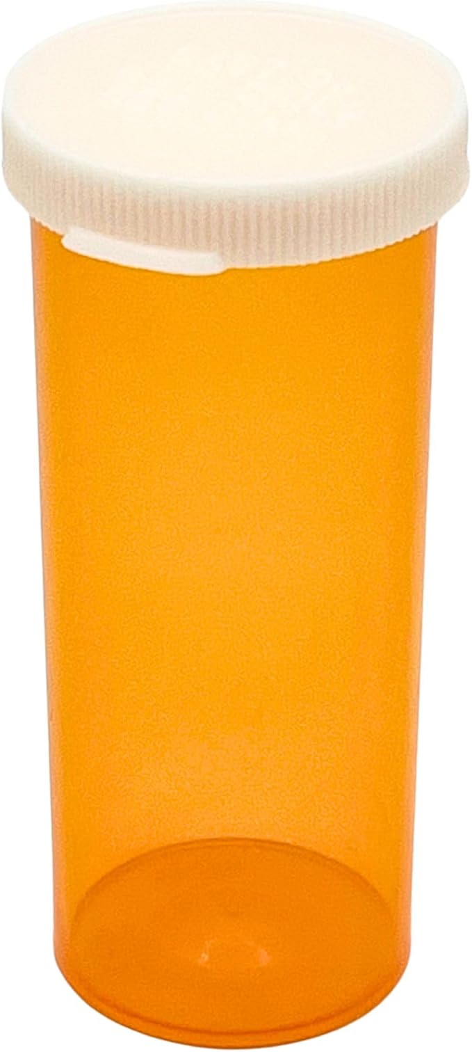 Five Star Supplies Snap Cap Plastic Pill Bottles - Easy Open Snap Cap - Pill Container Prescription Vial (Amber, 16 DRAM 300 ct.)