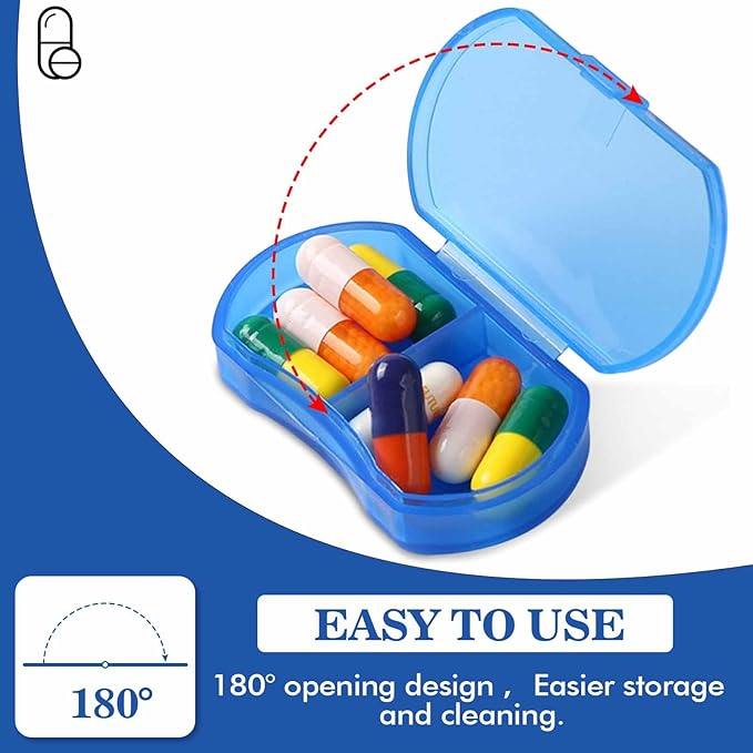 2PCS Pill Case Organizer Pocket Small Pill Holder, Daily AM & PM Containers, Medicine Holder, Ideal for Medication, Vitamin, Supplement, Perfect for Travel, Ideal for Purse