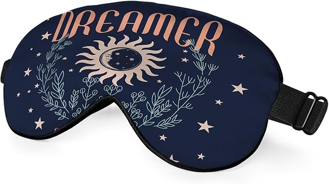 Dreamer Silk Sleep Mask with Adjustable Strap for Travel, Nap, Shift Work, Office - Dark Blue