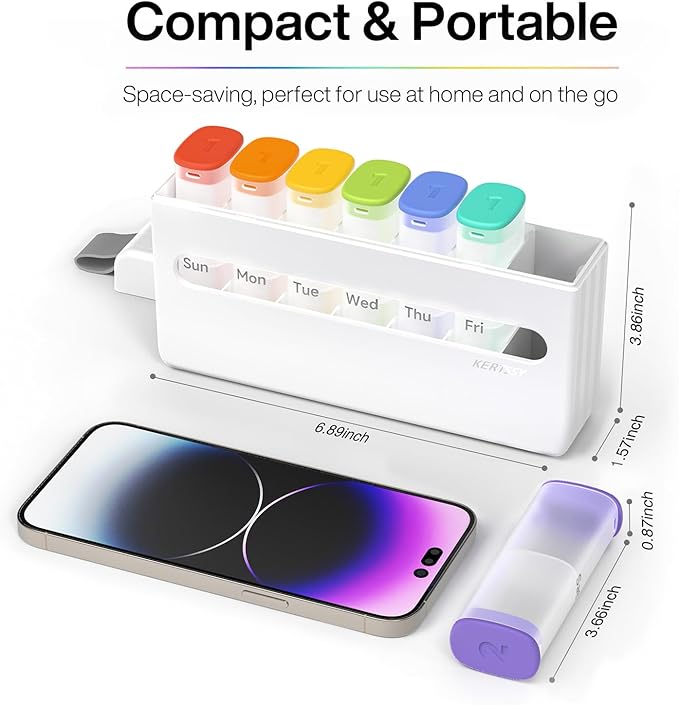 Weekly Pill Organizer 2 Times a Day - Am Pm Pill Box 7 Day, Large Twice Medicine Pill Case for Daily Medication, Vitamins, Fish Oils, Supplements Portable Week Pill Holder Container, Translucent White