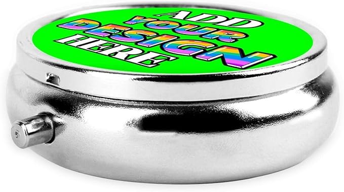 Custom Pill Box, Medicine Pill Organizer Case Container Travel Pill Holder Vitamin for Purse Med Wallet Portable Mini Pastillero Round, Lime, Customized Gifts
