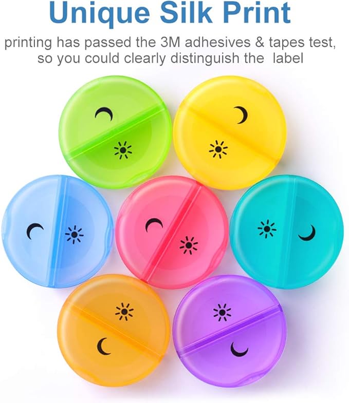 DANYING Large Pill Organizer 2 Times a Day, Weekly Pill Box, AM PM Pill Case, Rainbow Pill Container 7 Day, Twice A Day Vitamin Case