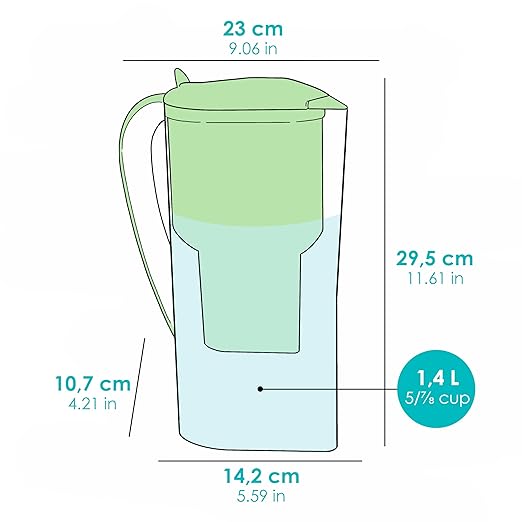 Alkanatur Alkaline Hydrogen Water Filter Pitcher - Removes Fluoride, Chlorine, Microplastics, PFAs, Lead - Activated Coconut Carbon + Clinoptilolite Zeolite, Ionizer, pH 9.5, Adds Magnesium