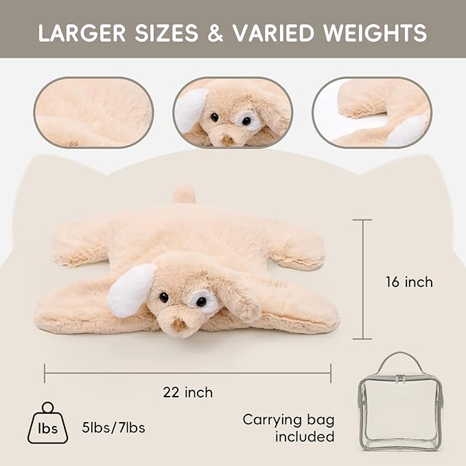 L'AGRATY Weighted Lap Pad for Kids 7 lbs, Sensory Needs Weighted Stuffed Animals Lap Blanket Soft Plush Hugging Sensory for Kids Teen Adults Removable Washable Cover