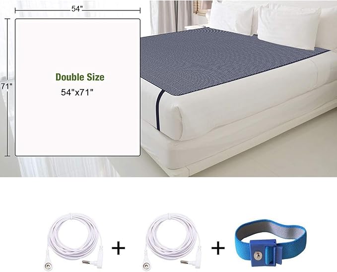 Amerthing Grounding Mats, Conductive Carbon Leatherette Pads for Better Sleep and Healthy, Relax Therapy Sheets (Full Size 54"x71"Inch)