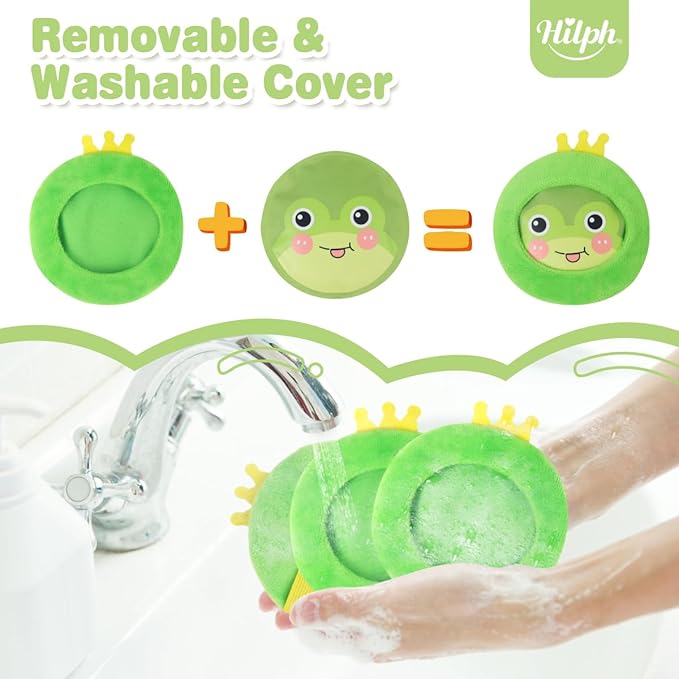 Hilph Kids Ice Packs for Boo Boos, Reuable Kids Hot Cold Packs with Cover and Handheld Straps for Pain Relief, Toddler Animal Ice Packs for Bumps, Swelling, Wisdom Teeth (3 Frogs)