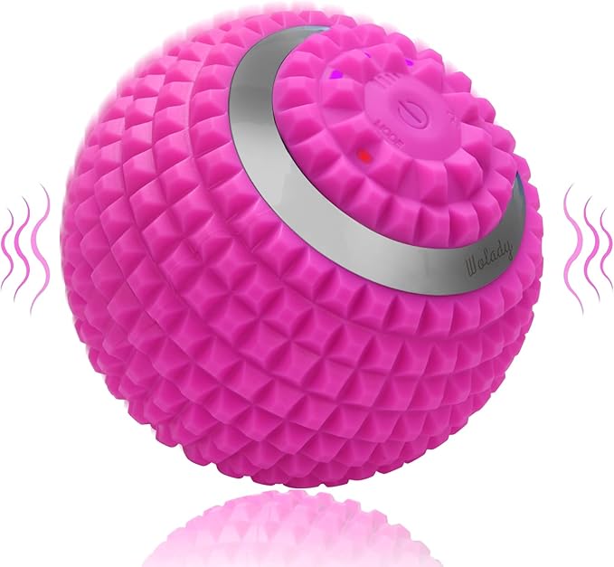 Vibrating Massage Ball 4-Speed High-Intensity Fitness Yoga Massage Roller, Relieving Muscle Tension Pain & Pressure Massaging Balls (Pink)
