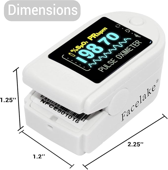 FL400 Pulse Oximeter with Neck/wrist Cord, Carrying Case and Batteries- White