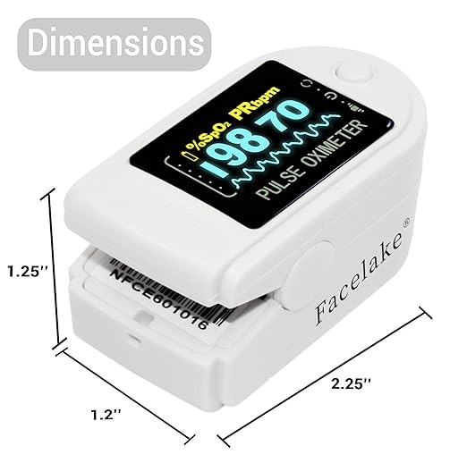 FL-350 Pulse Oximeter with Carrying Case & Batteries & Lanyard, White