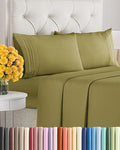 Full Size 4 Piece Sheet Set - Extra Soft, Breathable & Cooling Sheets - Hotel Luxury Durable Bed Sheets for Women & Men - Deep Pockets, Easy-Fit & Wrinkle-Free Sheets - Olive Yellow Oeko-Tex Sheets