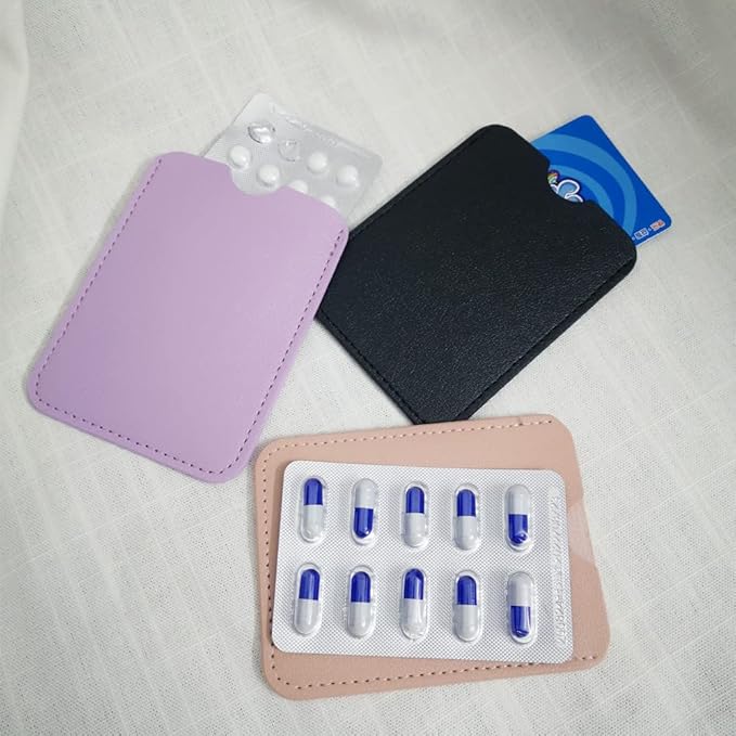 Birth Control Pill Case Holder Credit Card Sleeve Slim Wallet (Purple)