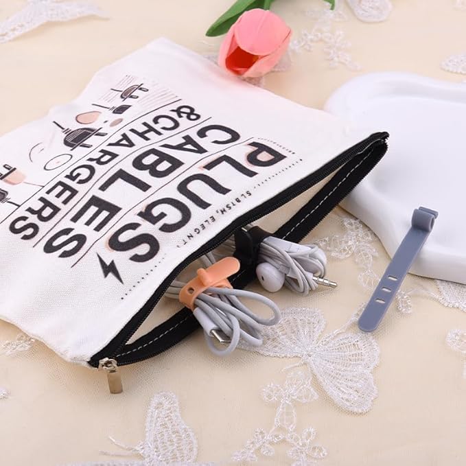 Charging Cable Organizer Pouch Bag Travel Elastic Silicone Cable Straps Cord Organizer Anti Loss Portable Earphone Plug Charger Storage Bag Data Cables Protector Cover Charge Cord Tie Wraps Protection