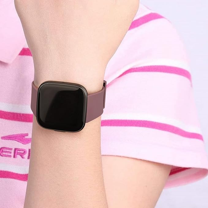 Mugust Sport Bands Compatible with Fitbit Versa, Classic Soft Silicone Replacement Wristbands Straps for Fitbit Versa 2 Smart Watch Women Men (Small, Smoke Violet)