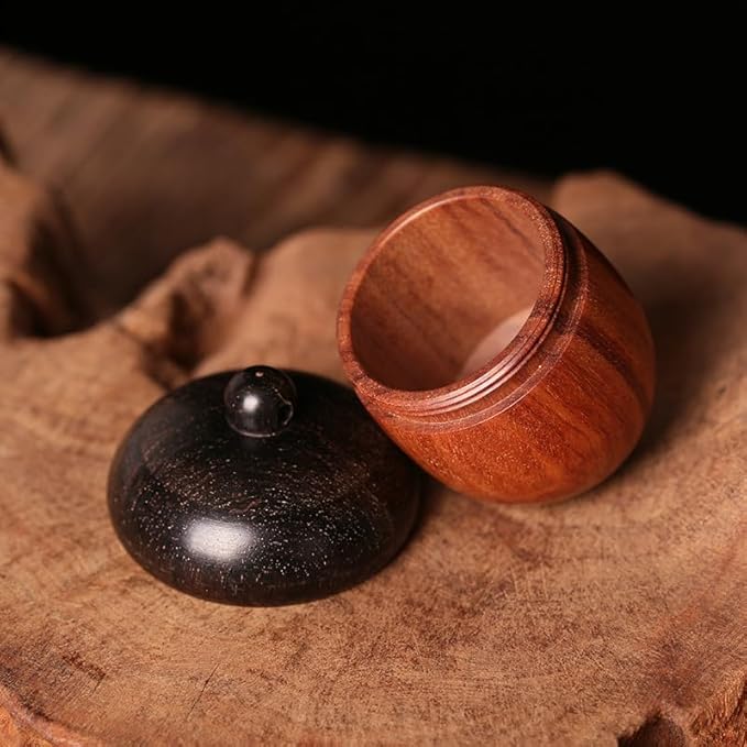 Wooden Travel Pill Case, Solid Wood Medicine Pill Box, Mini Granule Storage Box for Outdoor Acorn Shape Sandalwood Capsules Organizer Pill Organizers Over-The-Counter Medication, Brown