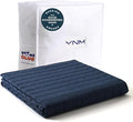 YnM Cotton King Size Weighted Blanket for Adults (88x104 Inches, 30 Pounds, Navy), Smallest Compartments with Cooling Glass Beads,Heavy Blanket for Two Persons of 140~240lbs on Queen or King Bed