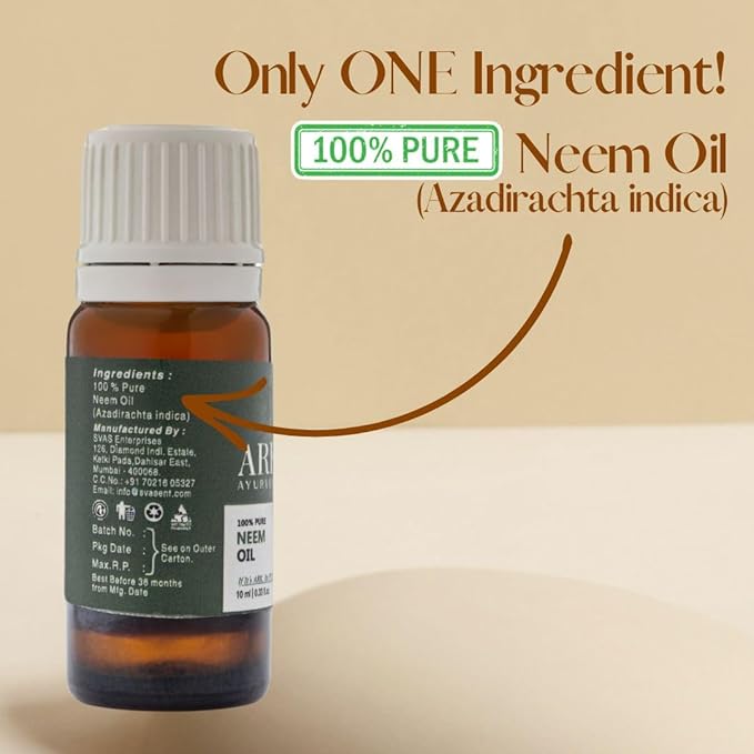100% Pure Essential Oil | Premium Grade | Made in India (0.33 Fl Oz | 10 ML, Neem)