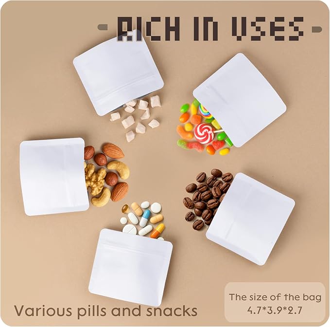 Reusable Lightproof Pill Bags with 166 Pet Stickers, Moisture-Resistant Travel Pill Organizer Pouches for Vitamins, Supplements & Daily Medicine Storage