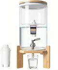 water filter dispenser Countertop water purifier System 2.1 Gallon Glass water filter with Wooden Stand and 1 Filters for Home and Office