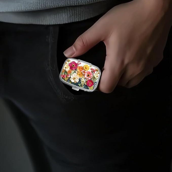 Pill Box-2 Compartment Small Pill Case Portable for Pocket & Purse Single Pill Carrier Pill Container to Hold Vitamins Medication Fish Oil and Supplements BPA-Free