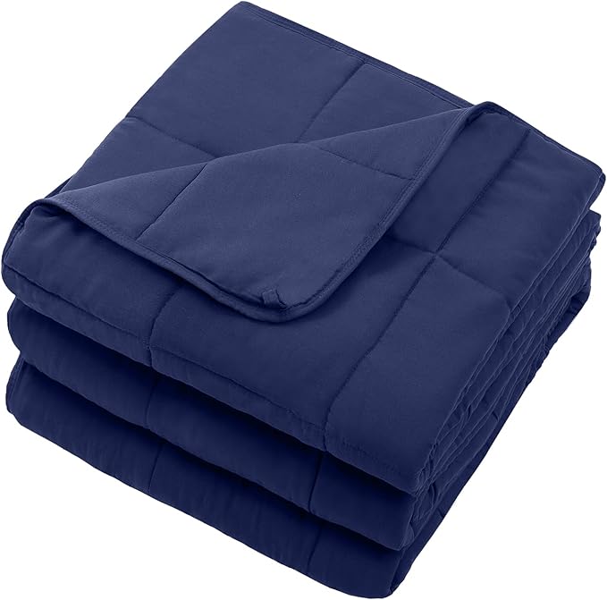 Navy Blue Weighted Blanket for Adults 15lbs, 48"x72", Twin Full Size Cooling Heavy Throw Blanket for 120-160lbs, Microfiber Soft Thick Big Blankets Weighted Comforter Gift for Sleeping