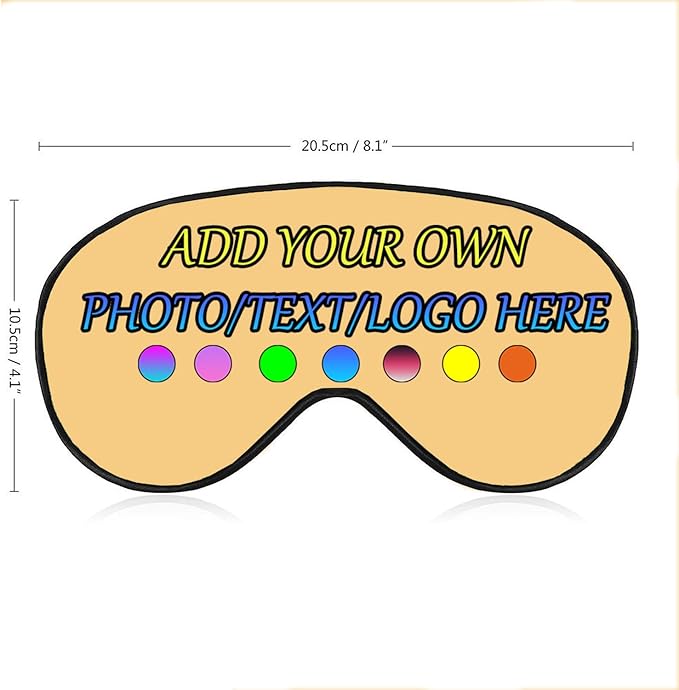 Personalized Eye Mask, Custom Eyeshade Blindfold Add Your Design Image Text Customized Eye Cover with Adjustable Strap for Sleeping Travel Work Naps Blocks Light, Beige