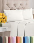 Cal King Size 4 Piece Sheet Set - Extra Soft, Breathable & Cooling Sheets - Hotel Luxury Bed Sheets for Women & Men - Deep Pockets, Easy-Fit & Wrinkle-Free Sheets - Antique White Oeko-Tex Bed Sheets