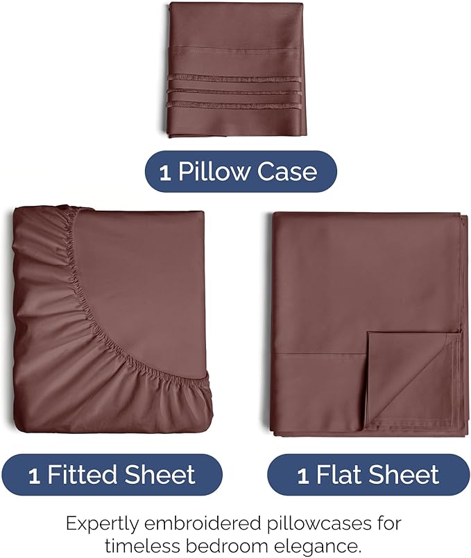 King Size 4 Piece Sheet Set - Extra Soft, Breathable & Cooling Sheets - Hotel Luxury Durable Bed Sheets for Women & Men - Deep Pockets, Easy-Fit & Wrinkle-Free Sheets - Dark Russet Oeko-Tex Bed Sheets