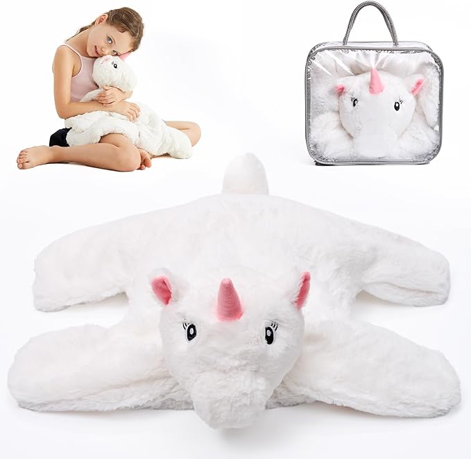 L'AGRATY Weighted Lap Pad for Kids 7 lbs, Sensory Needs Weighted Stuffed Animals Lap Blanket Soft Plush Hugging Sensory for Kids Teen Adults Removable Washable Cover