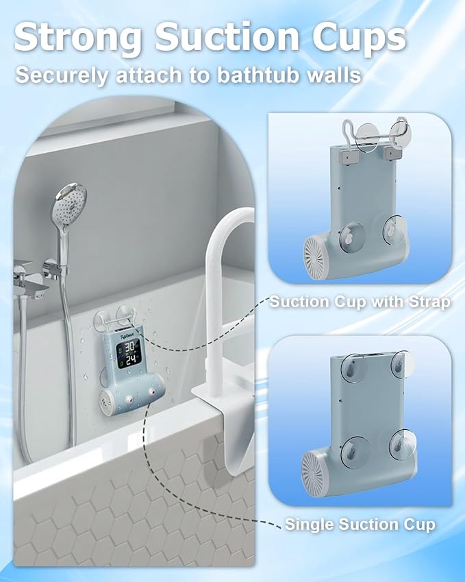 Portable Bath Jets for Tub: 5-Speed Jet Spa for Bathtub with LED Display, Bath Jet/Bubble Mode, Rechargeable Bath Jets, Dual Water Outlet, IPX8 Waterproof, Ideal Gift for Home - Blue