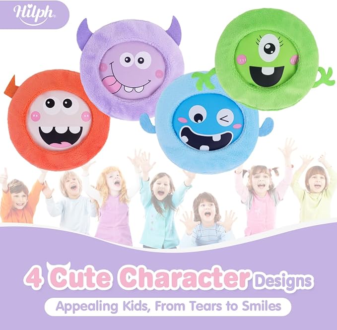 Hilph Kids Ice Packs for Boo Boos, Reusable Toddler Cold Packs with Soft Sleeves for Kids Injuries Cute Baby Ice Packs Hot Cold Therapy for Children's Pain Relief, Bump, Bruise, First Aid, 4 Pack