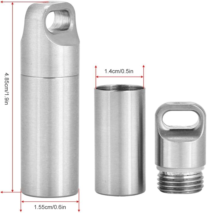 VGEBY Pills Holders, Single Chamber Stainless Steel Keychain Pills Case Survivals Pills Bottle Box Fob Organizer Container