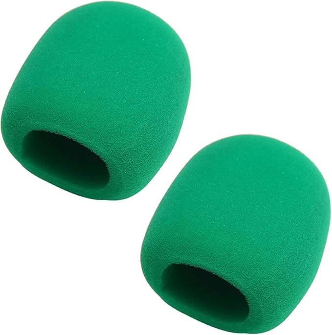 Fielect 2Pcs Microphone Cover Foam Mic Cover Handheld Microphone Windscreen Shield Micro Foam Filter Green for KTV Broadcasting