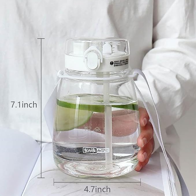 Clear Water Bottles with Straw 45oz Large Water Jug for Schools/Adults Aesthetic Girls Water Bottles for Gym/Sport/Motivational White Reusable Water Bottle