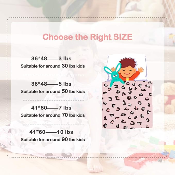 Sivio Weighted Blanket - 100% Cotton Heavy Blanket 10lbs, 41 x 60 inches, Washable Breathable Soft Throw Blanket with Glass Beads, Pink Leopard