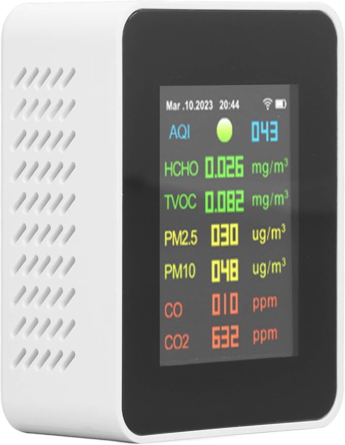 Multifunctional Air Quality Monitor Color LCD Display Indoor Pollution Detector for Home Office Car and School Air Testing