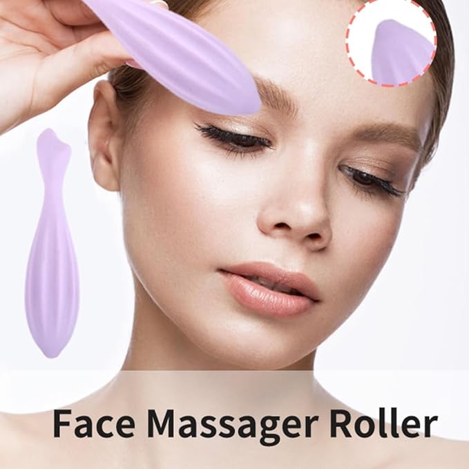 Face Roller, Silicone Skin Care Beauty Lifting Contouring Silicone Face Massage Face Roller (Purple)
