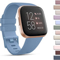 Mugust Sport Bands Compatible with Fitbit Versa, Classic Soft Silicone Replacement Wristbands Straps for Fitbit Versa 2 Smart Watch Women Men (Small, Senior Blue)