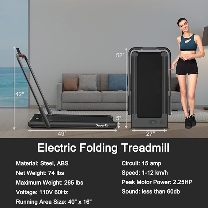 GYMAX Walking Pad, Foldable Under Desk Treadmill with LED Monitor, Remote Control, Smart App Control, Folding Portable Desk Treadmill for Office Standing Desk, Home Office Treadmill