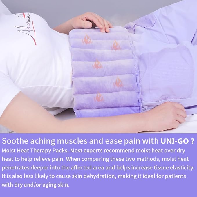UNI-GO Silica Beads Microwave Heating Pad for Hot Compress and Cold Compress, No Smell, Reusable Microwavable Heating Pad for Back, Neck, Shoulder, Leg, Muscle Ache & Cramps. (Violet-7"x21")