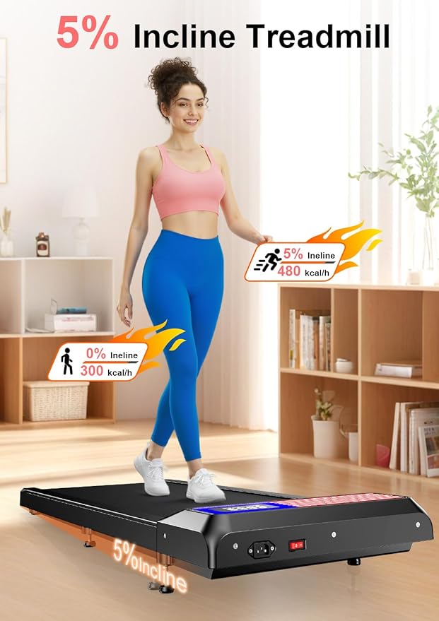 2.5HP Walking Mat with Incline pad,Under Desk Treadmill, Walking Running Pad with Remote, 3 in 1 Low Noise Small Mini Portable Treadmill with Led Screen, Compact Treadmills for Home, 265lbs Capacity