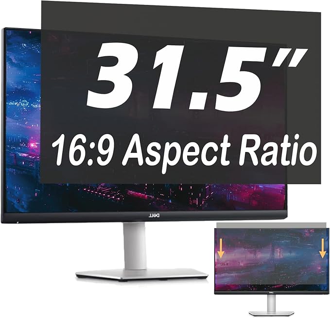 31.5 Inch Privacy Screen for Computer Monitor, 16:9 Anti-Spy Filter for Laptop & PC Display, Blue Light Blocking Anti-Glare Reversible Protector Film, Easy Slide-Mount Installation (31.5 Inch Widescreen(16:09))